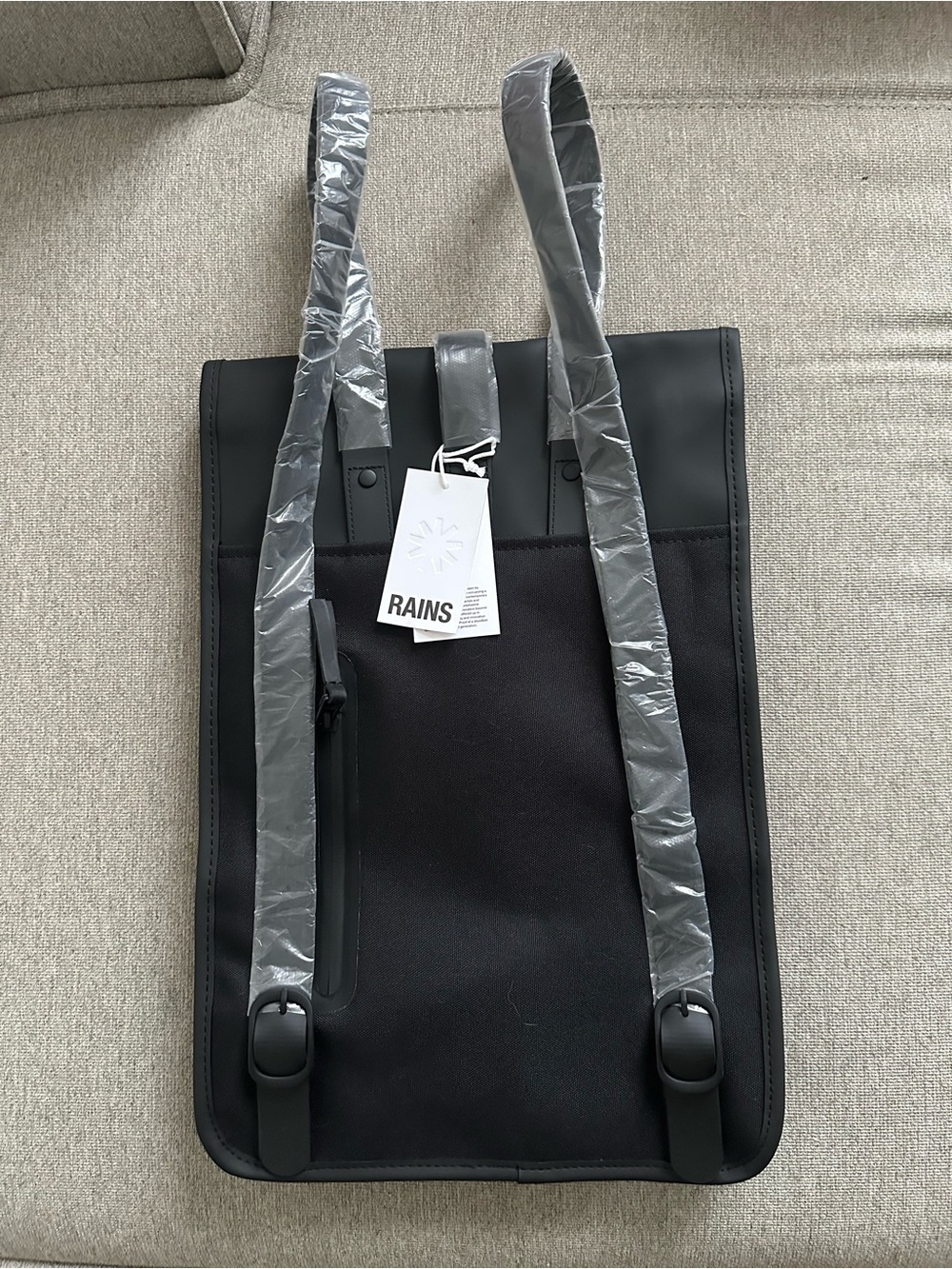 Rains Black Men’s Waterproof Backpack Tote
